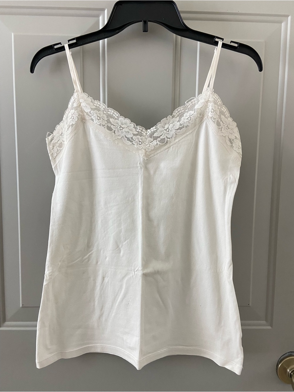 Women's White Lace-Trim Camisole with Adjustable Straps
